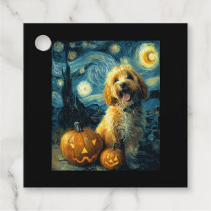 Cavapoo Cute Dog Halloween Jack O Lantern Pumpkin Favour Tags