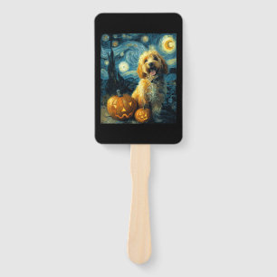 Cavapoo Cute Dog Halloween Jack O Lantern Pumpkin  Hand Fan