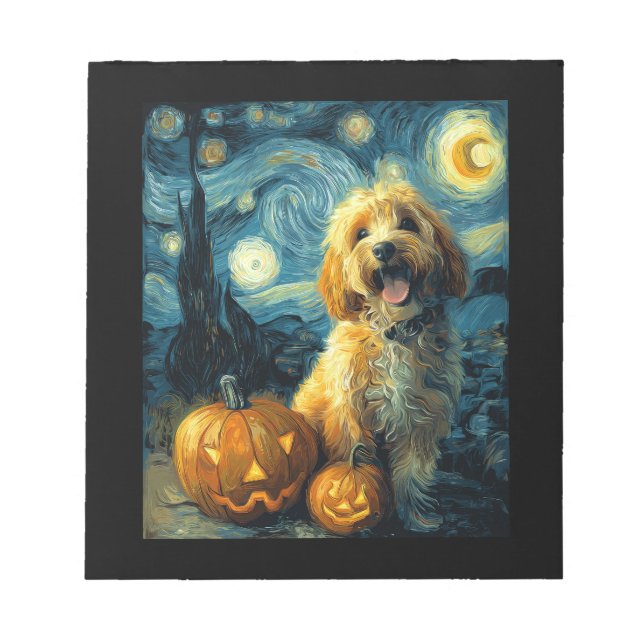 Cavapoo Cute Dog Halloween Jack O Lantern Pumpkin  Notepad (Front)