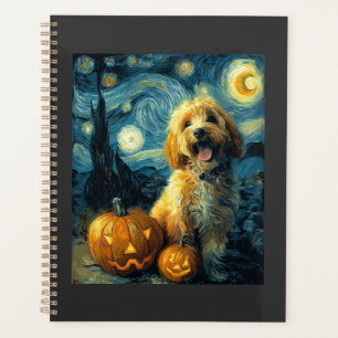 Cavapoo Cute Dog Halloween Jack O Lantern Pumpkin Planner