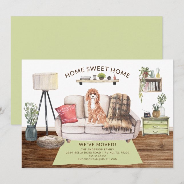 Cavapoo Dog Moving Announcement (Front/Back)