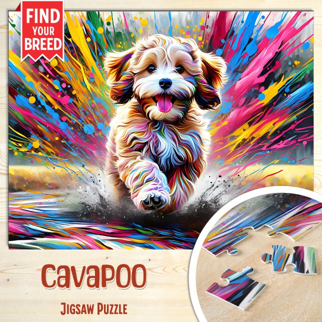 Cavapoo Dog Portrait Acrylic Art Print Dog Lover Jigsaw Puzzle (Creator Uploaded)