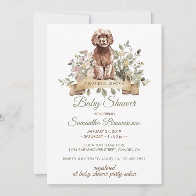 Cavapoo Dog Puppy Baby Shower Invitation (Front)