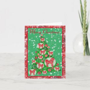 Cavapoo Dog Silhouette Baubles Christmas Tree Card