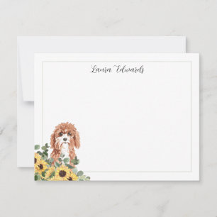 Cavapoo Dog Sunflower Eucalyptus Personalized Card