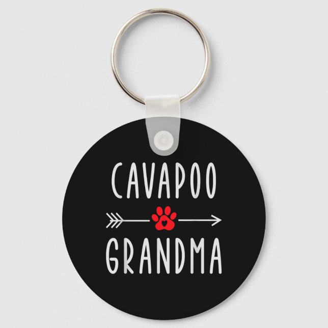 Cavapoo Grandma Funny Dog Lovers Gift Cavapoo Dog Keychain (Front)