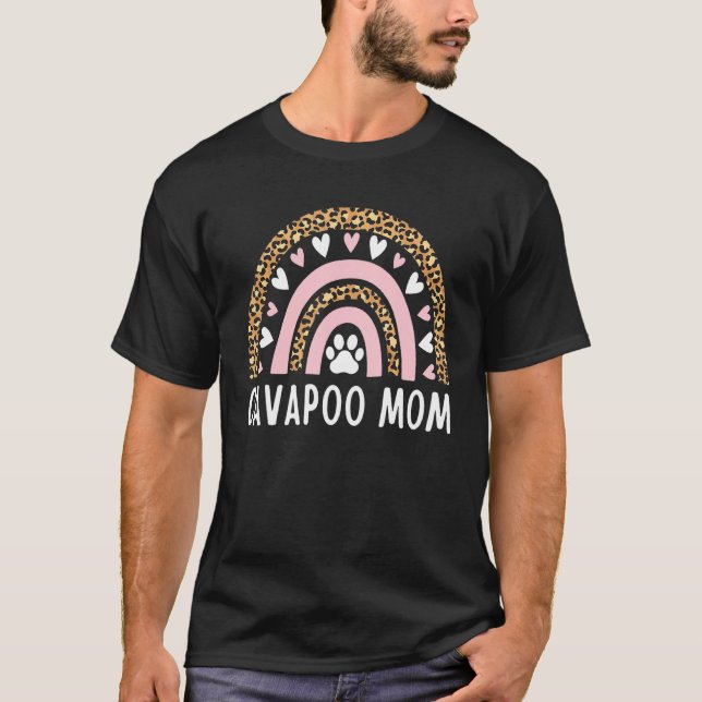 Cavapoo Mom Mama Rainbow Leopard Mothers Day Cavap T-Shirt (Front)