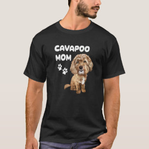 Cavapoo Mom Red Cavapoo Dog Puppy and Paws T-Shirt