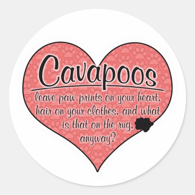Cavapoo Paw Prints Dog Humour Classic Round Sticker (Front)