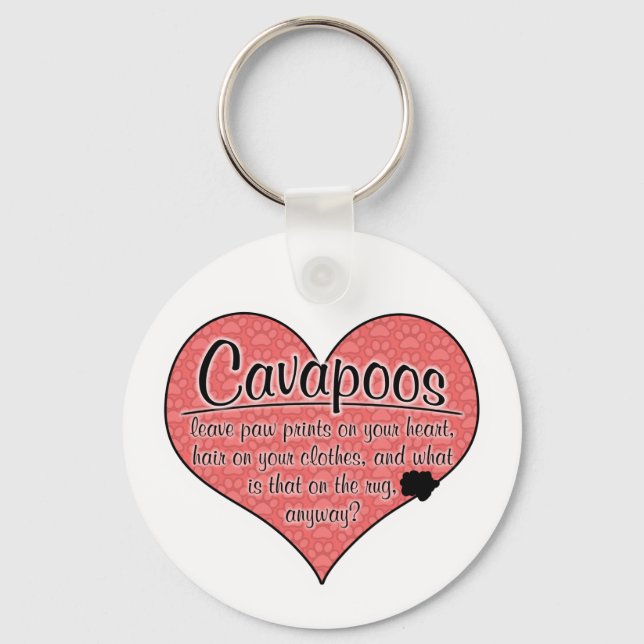 Cavapoo Paw Prints Dog Humour Keychain (Front)