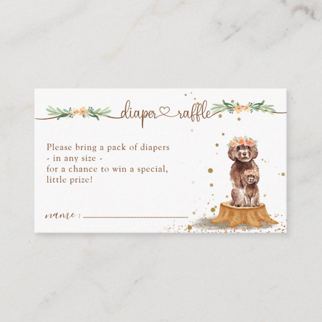 Cavapoo Poodle Dog Baby Shower New Mommy Diaper Enclosure Card (Front)