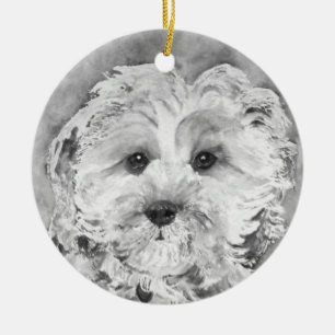Cavapoo  puppy. ceramic ornament