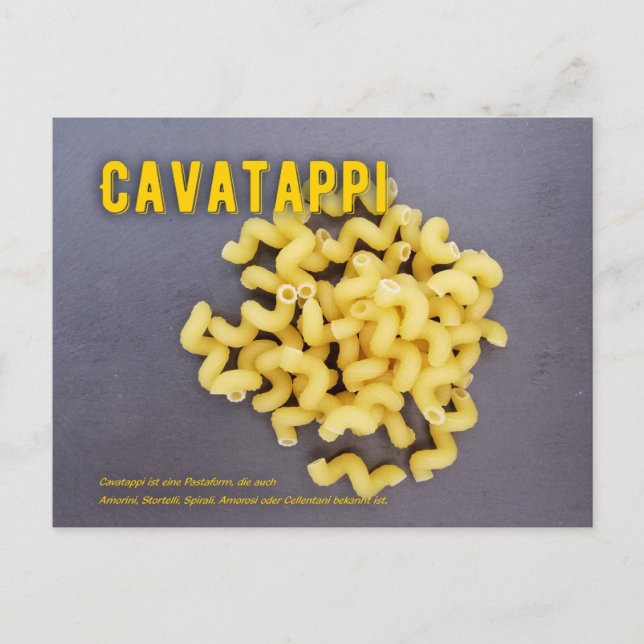 Cavatappi Italian restaurant recipe Postcard (Front)