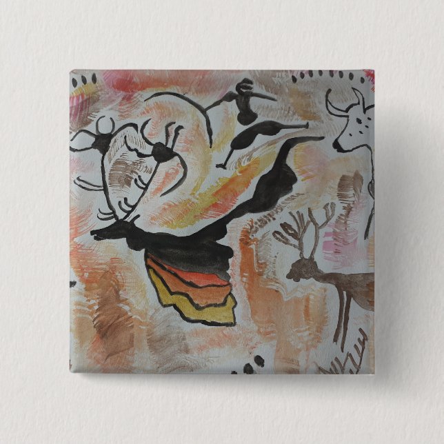 Cave Art Abstract 2 Inch Square Button (Front)
