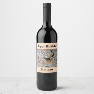Cave Art Abstract Birthday Wine Label