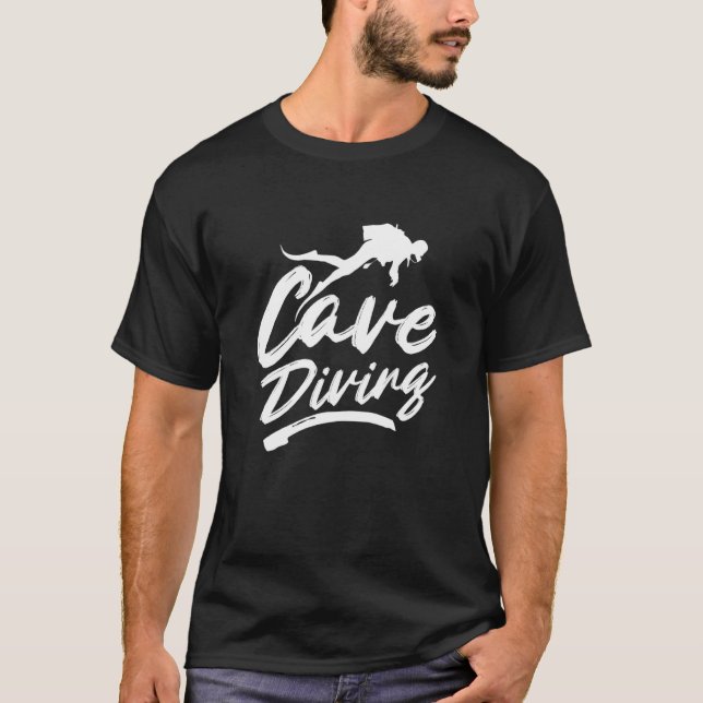 Cave Diving Graphic Spelunking Spelology Potholing T-Shirt (Front)
