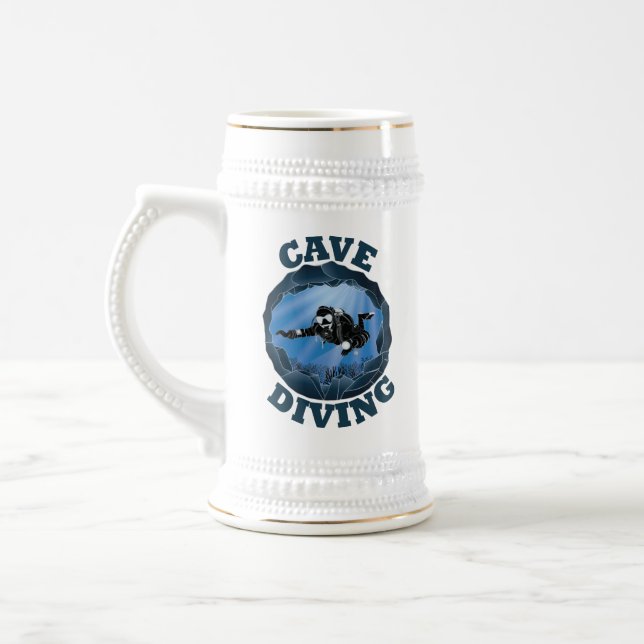 Cave Diving - Underwater Scuba Diver Beer Stein (Left)