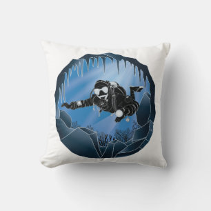 Cave Diving - Underwater Scuba Diver Throw Pillow