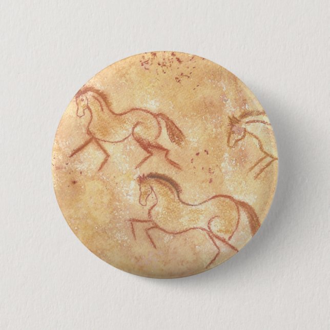 Cave Drawing Painting of Wild Horses 2 Inch Round Button (Front)