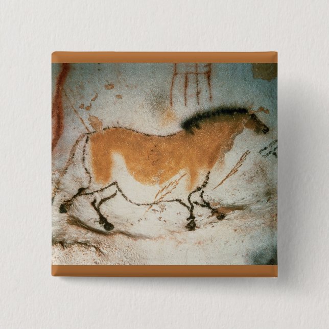 Cave drawings Lascaux French Prehistoric 2 Inch Square Button (Front)