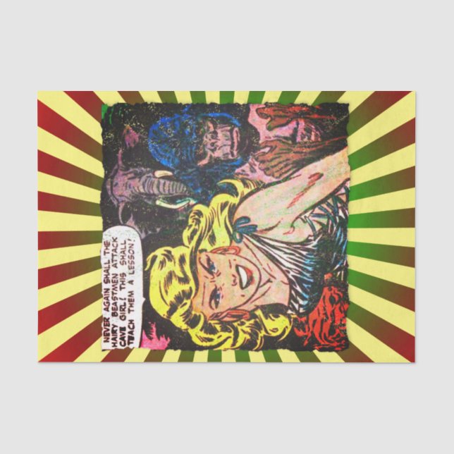 Cave Girl, Gorilla, Elephant Golden Age Comic Book Tissue Paper (Front)