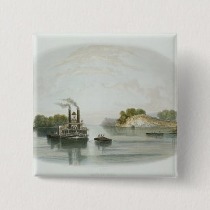 Cave-in-Rock, view on the Ohio, plate 7 from Volum 2 Inch Square Button