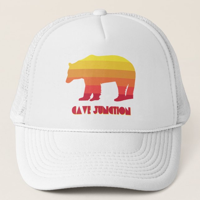Cave Junction Oregon Rainbow Bear Trucker Hat (Front)