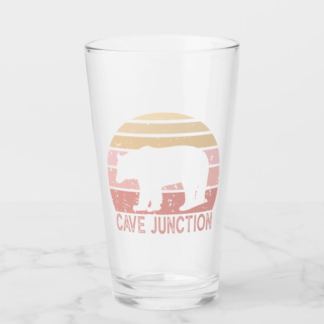 Cave Junction Oregon Retro Bear Glass (Front)