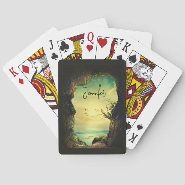 Cave overlooking the Sea Scenic Photo Playing Cards (Back)
