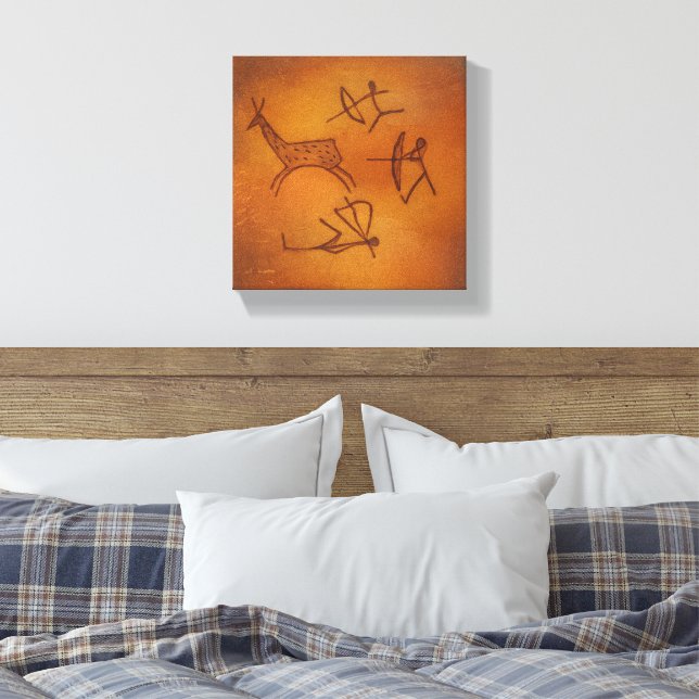 cave painting canvas print (Insitu(Bedroom))