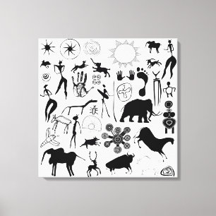 Cave paintings - primeval art canvas print