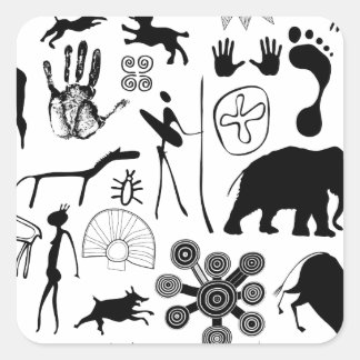 Cave paintings - primeval art square sticker