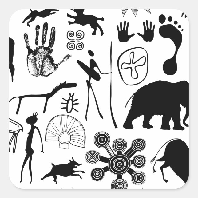 Cave paintings - primeval art square sticker (Front)