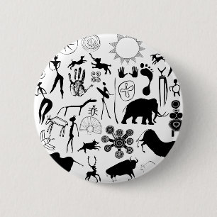 cave paintings - primitive art 2 inch round button