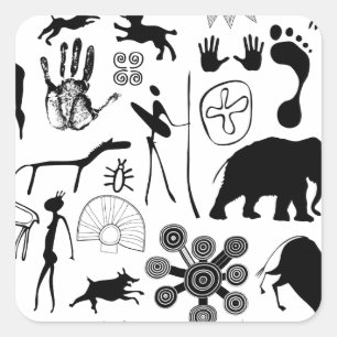 cave paintings - primitive art square sticker