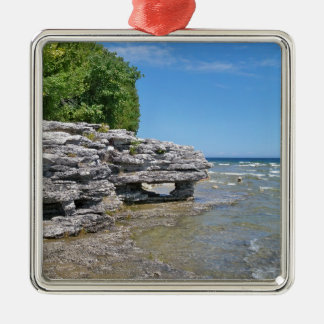 Cave Point Park Shoreline Metal Ornament