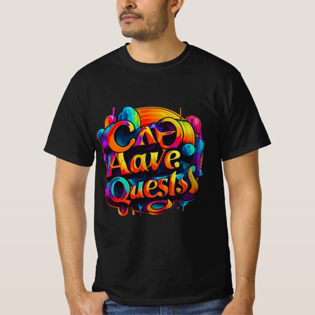 Cave Quests Typography Art T-Shirt (Front)