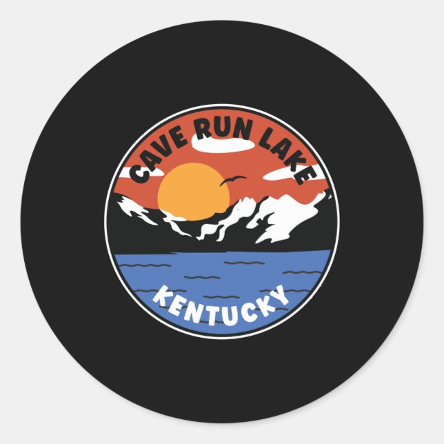 Cave Run Lake Kentucky Sunset Classic Round Sticker (Front)