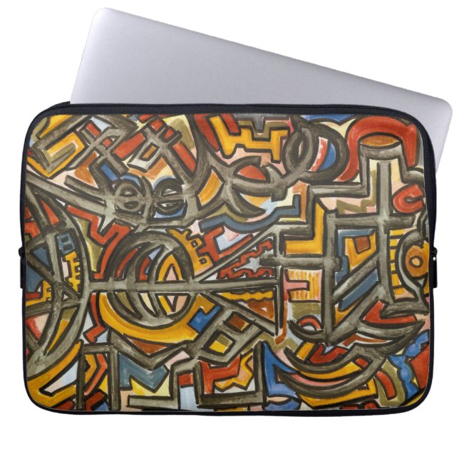 Cave Symbols-Modern Art Watercolor Laptop Sleeve (Front)