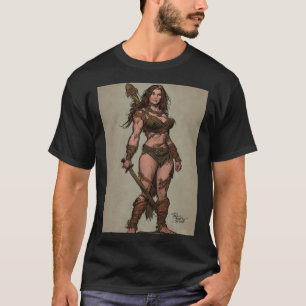 Cave Warrior Girl by Don Castillo T-Shirt