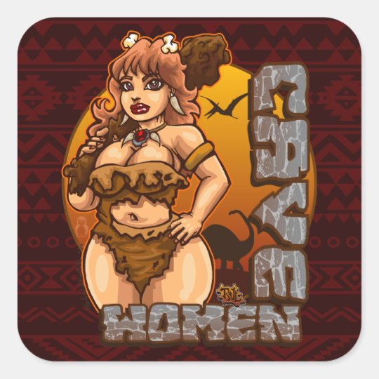 Cave women mascot sticker