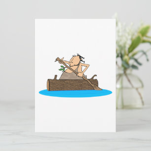Caveman Canoe Rafting Primitive Man Invitation