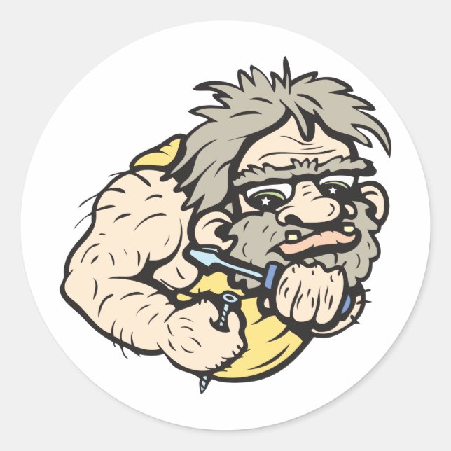 Caveman!  Customizable! Classic Round Sticker (Front)