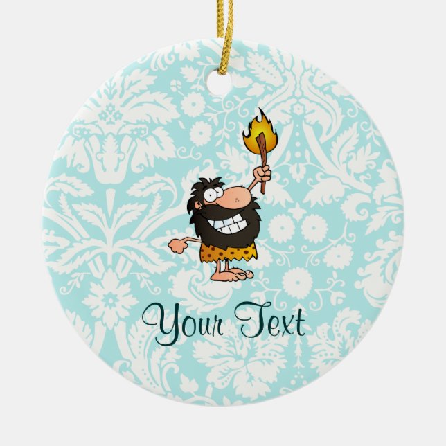 Caveman; Cute Ceramic Ornament (Front)