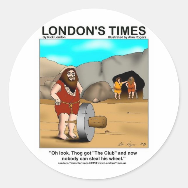Caveman Got The Club... Funny Gifts & Tees Classic Round Sticker (Front)