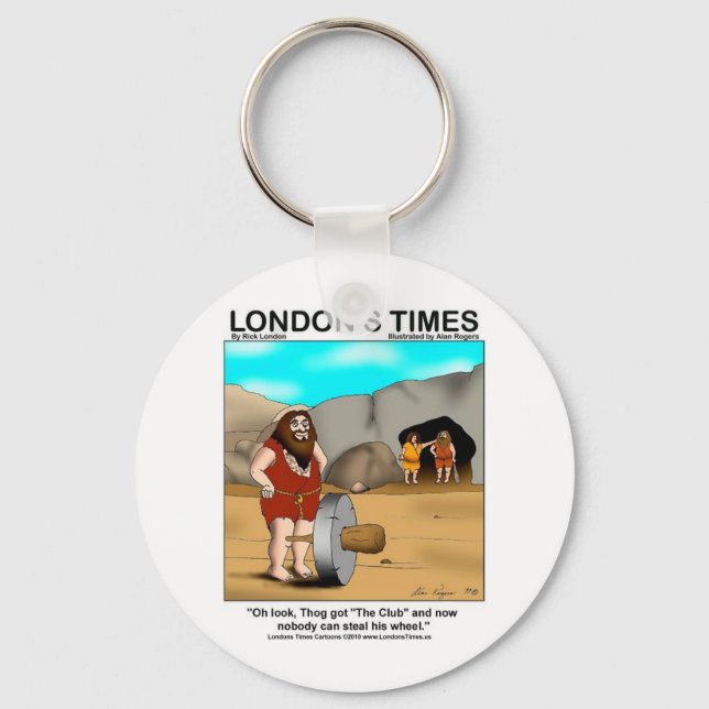 Caveman Got The Club... Funny Gifts & Tees Keychain (Front)