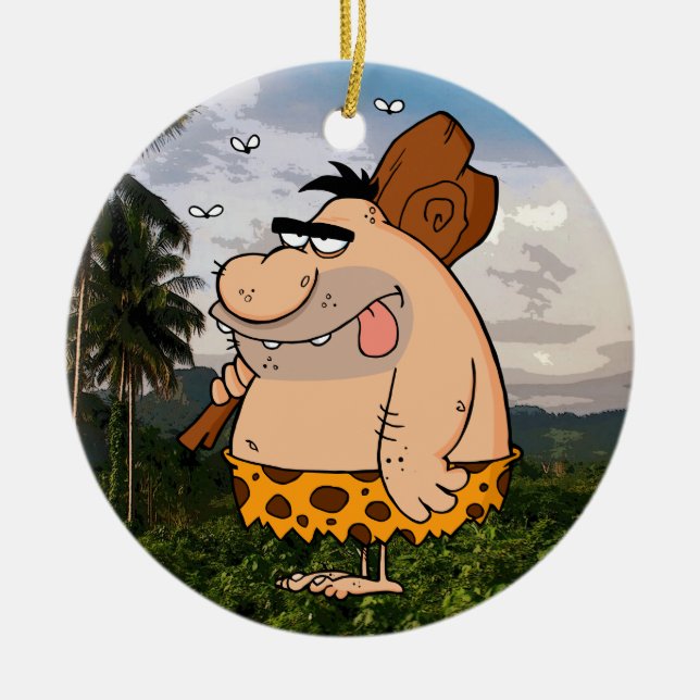 CAVEMAN HOLDING CLUB ORNAMENT (Front)