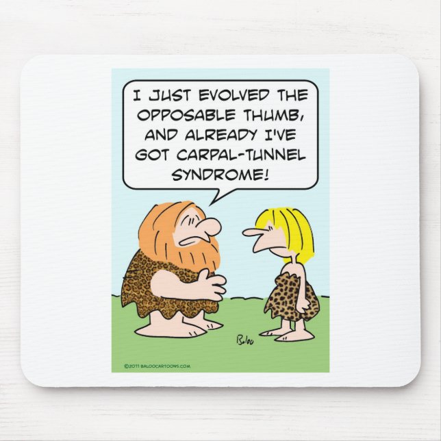 caveman opposable thumb carpal-tunnel syndrome mouse pad (Front)