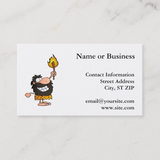 Caveman with Torch BBQ Business Card (Front)