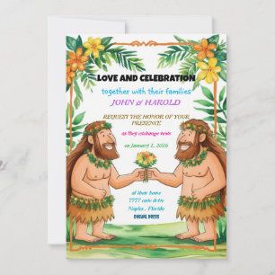 cavemen wedding invitation gay